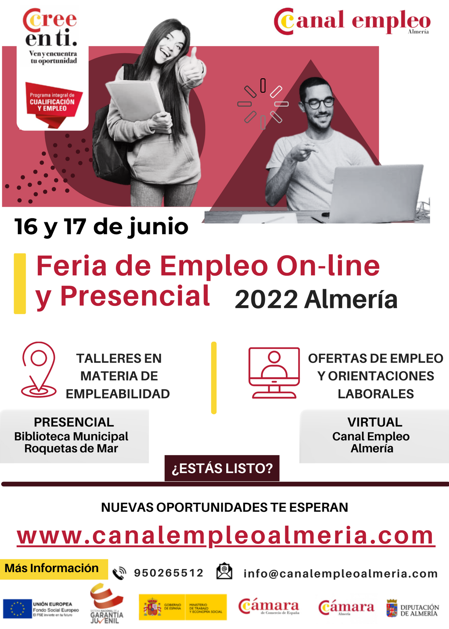 FERIA DE EMPLEO ONLINE Y PRESENCIAL. 16 y 17 JUNIO 2022